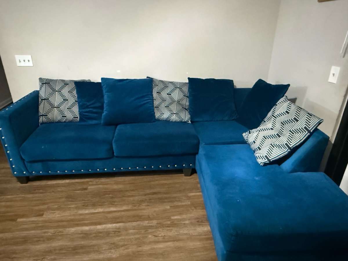 Blue Velvet Sectional Sofa