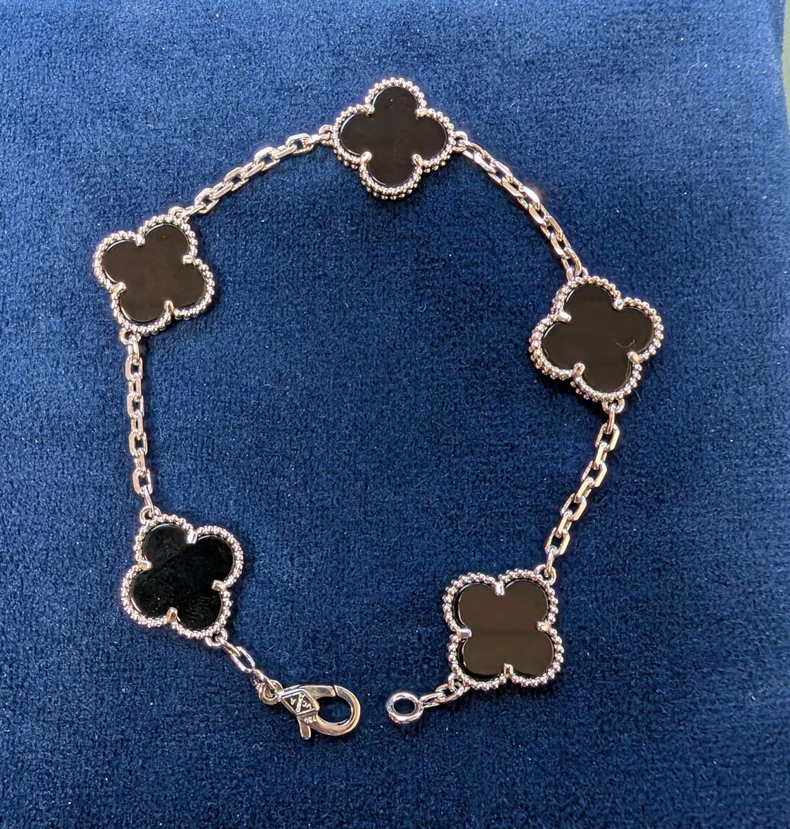 VCA Black Onyx and White Gold Bracelet Comes with Box