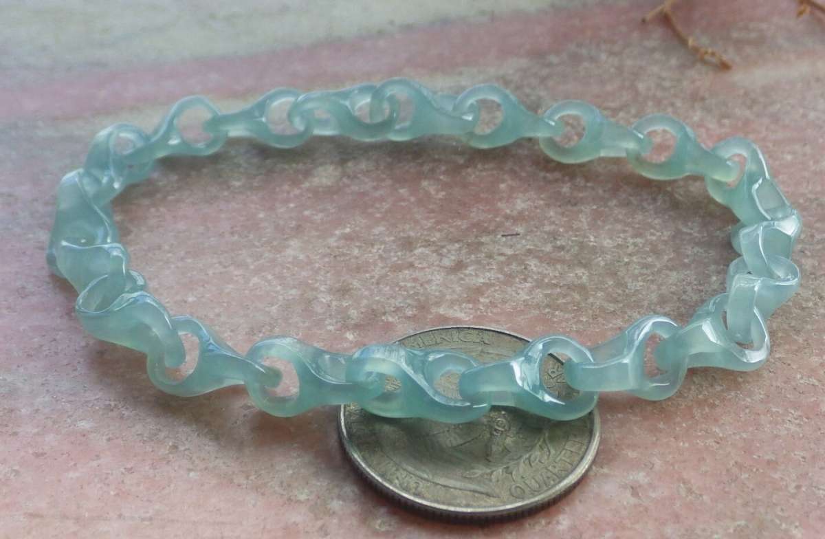 Certificate Jadeite Jade Green chain link knotted Bracelet
