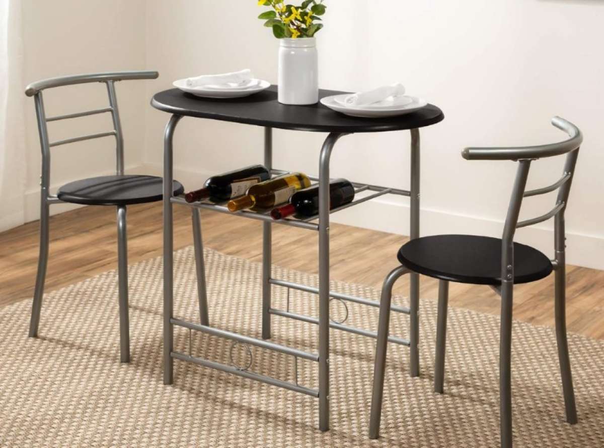 3Piece Wooden Round Table Chair Set