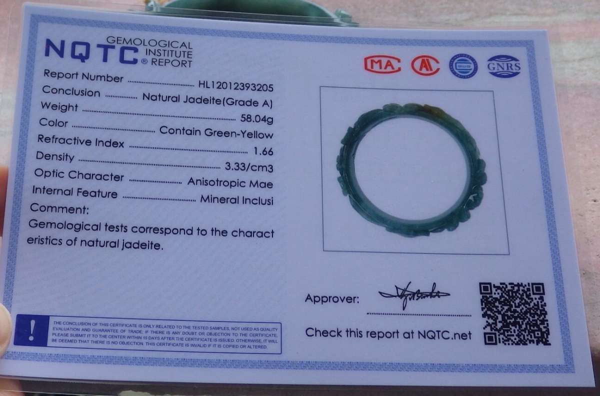 Certificate Jadeite Deer jade Burmese  Bangle 61mm 7inches