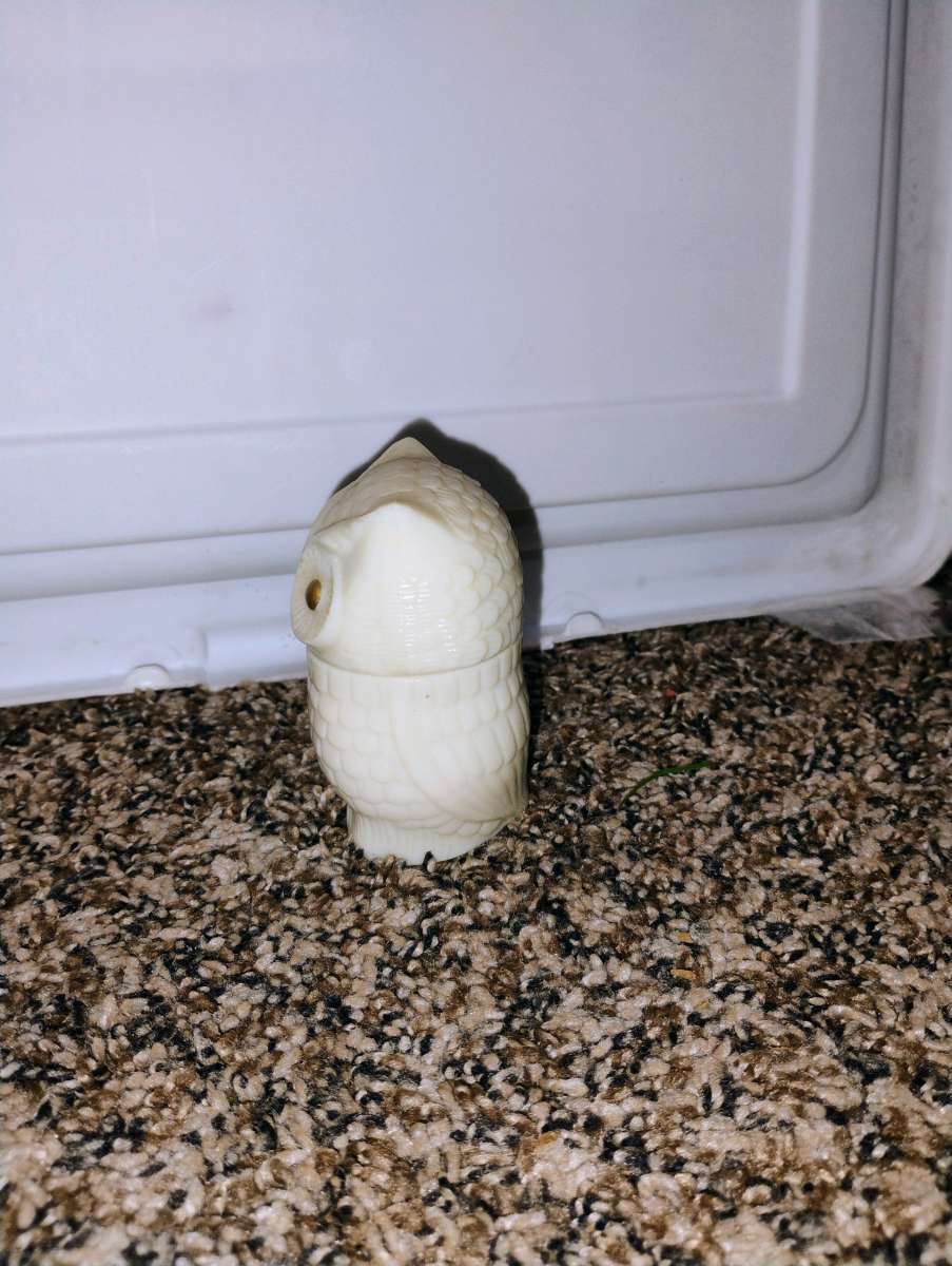 vintage avon screech owl milk glass perfume jar in amazing