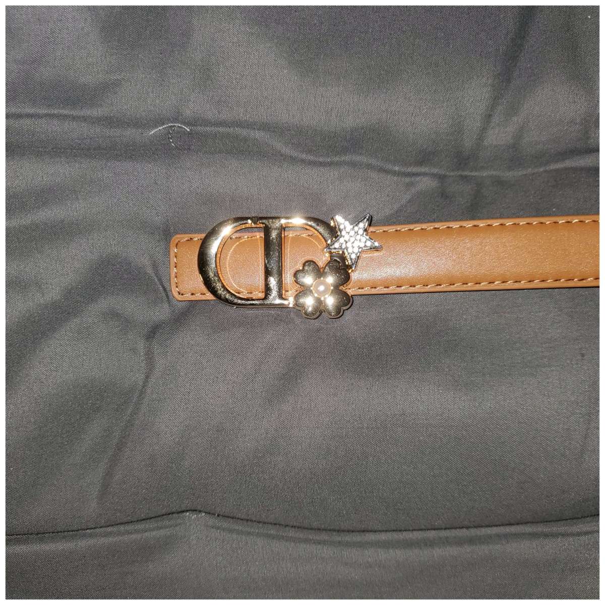 Elegant Brown Leather Montaigne Belt with Silver Accents By