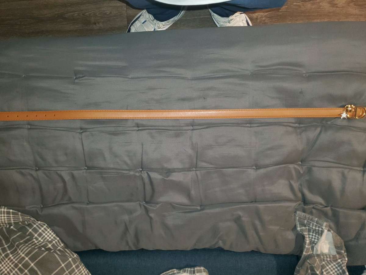 Elegant Brown Leather Montaigne Belt with Silver Accents By