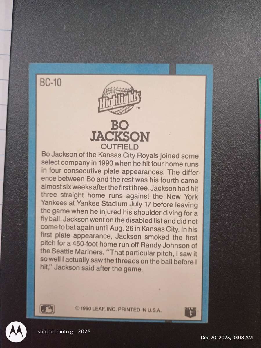 Bo Jackson card BC10