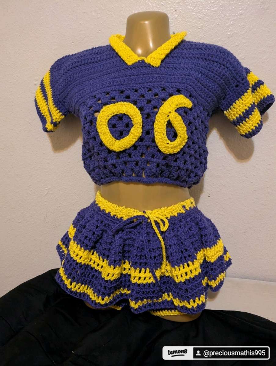 crochet jersey with skirt and under shorts