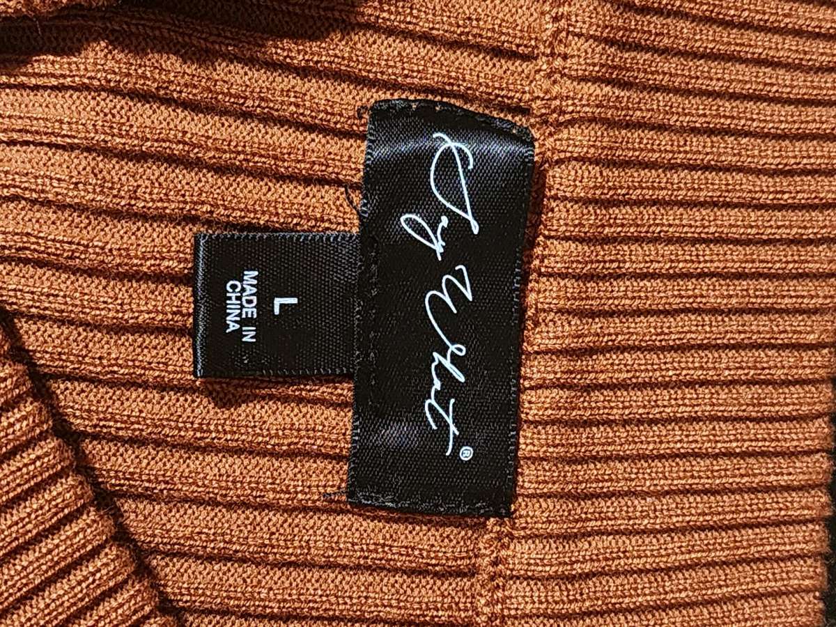 Womens Brown Striped Bodycon Sweater Dress  Long Sleeve