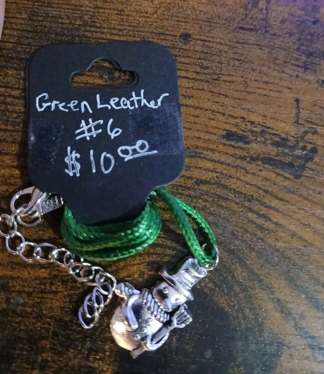 Green Leather Christmas Necklace pt1