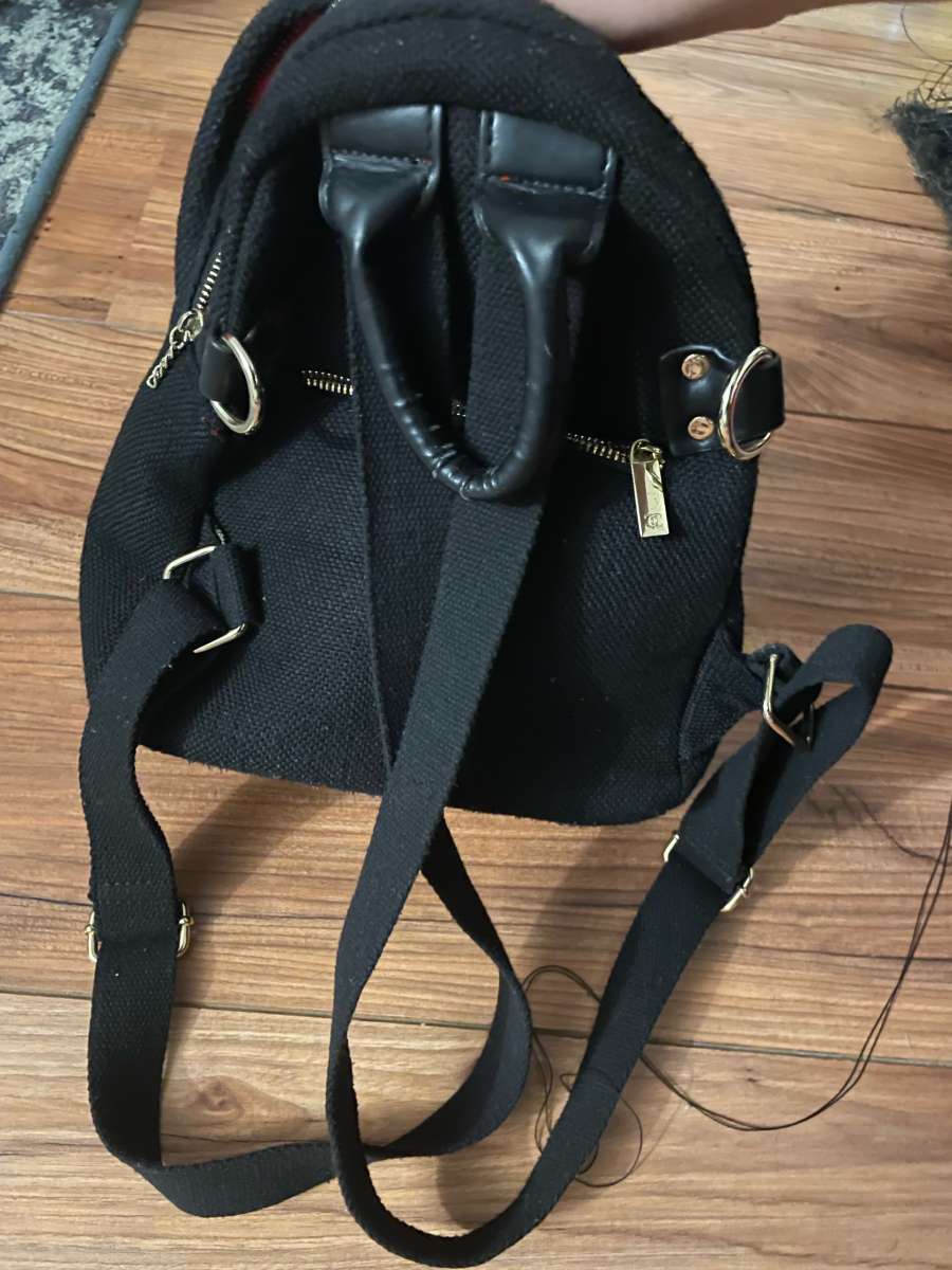 black Chanel bag with a red interior