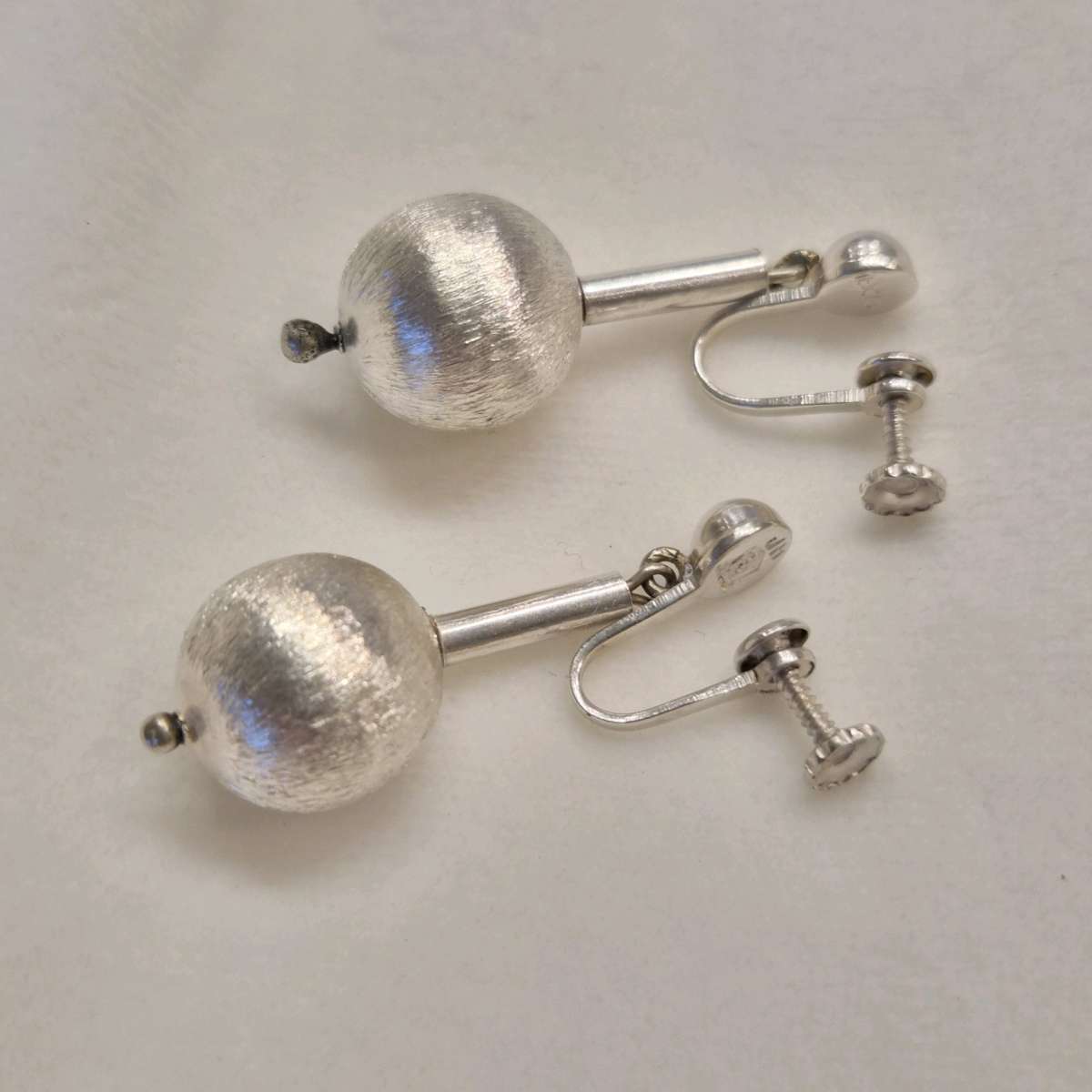 Sterling silver drop ball earrings