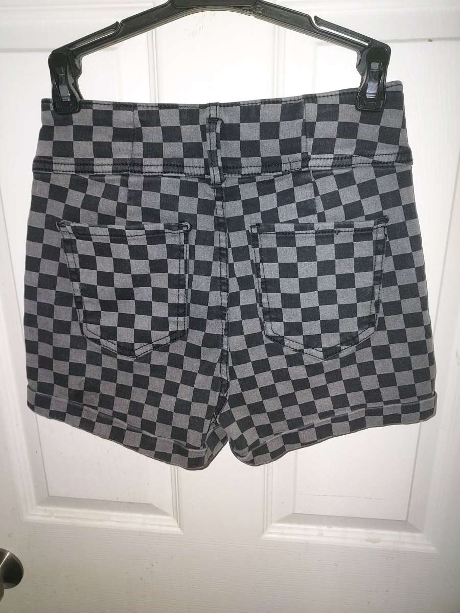 Black and charcoal checkered shorts