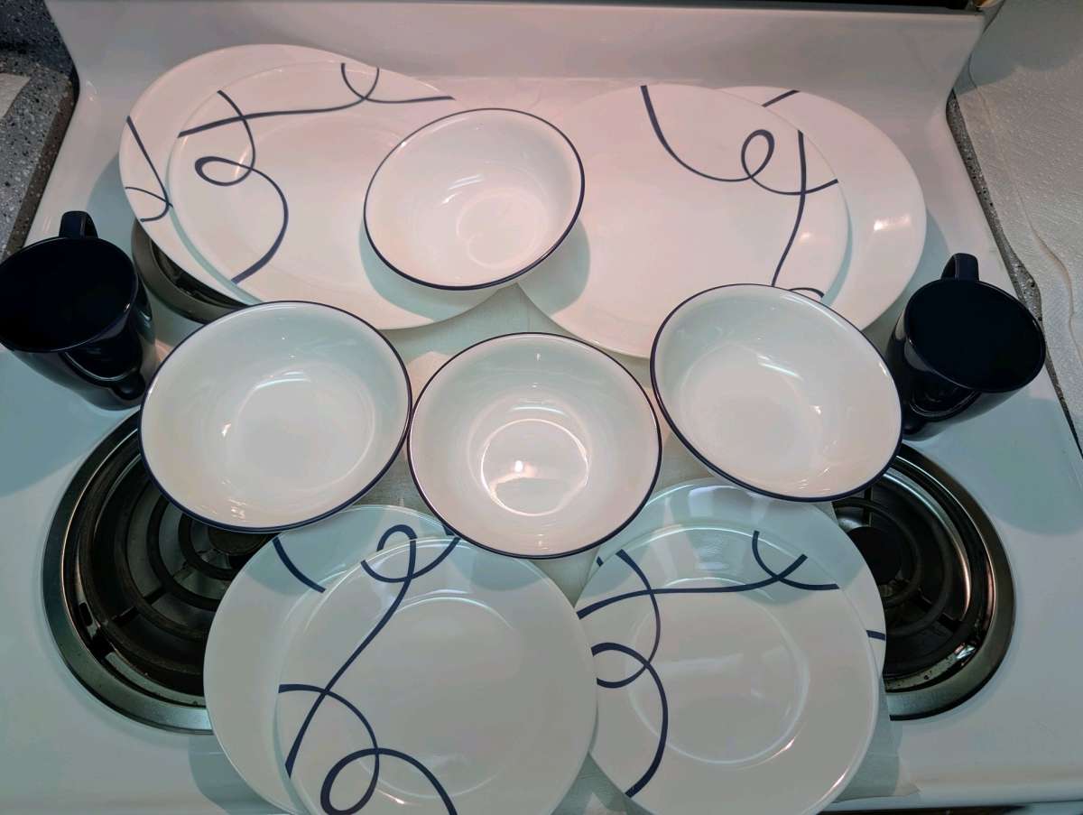 Corelle Dinnerware Set 12pc and IKEA coffee mugs 4pc