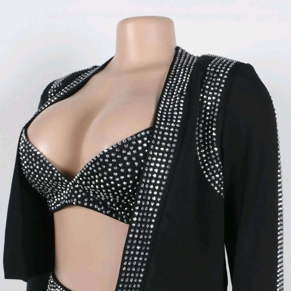 luxury High Quality woman Sexy Solid 3 piece outfit set