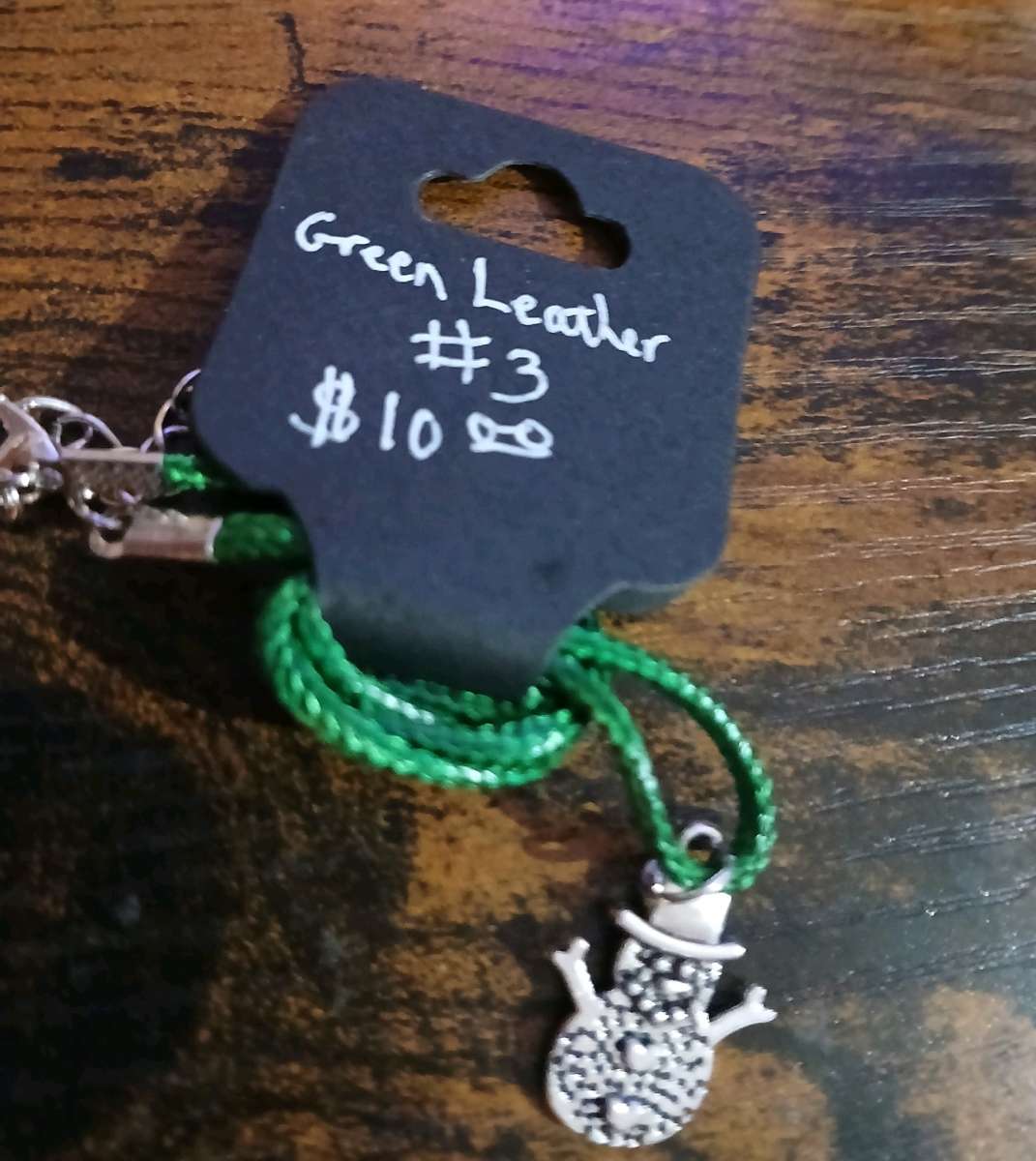 Green Leather Christmas Necklace pt1