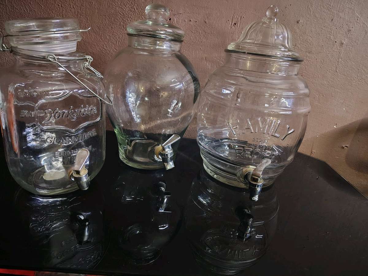 large glass pitcher w spiget