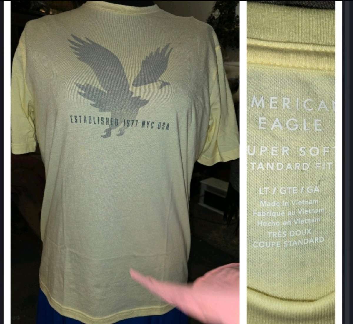 AE Eagle Graphic TShirt  Light Yellow  Unisex Fit