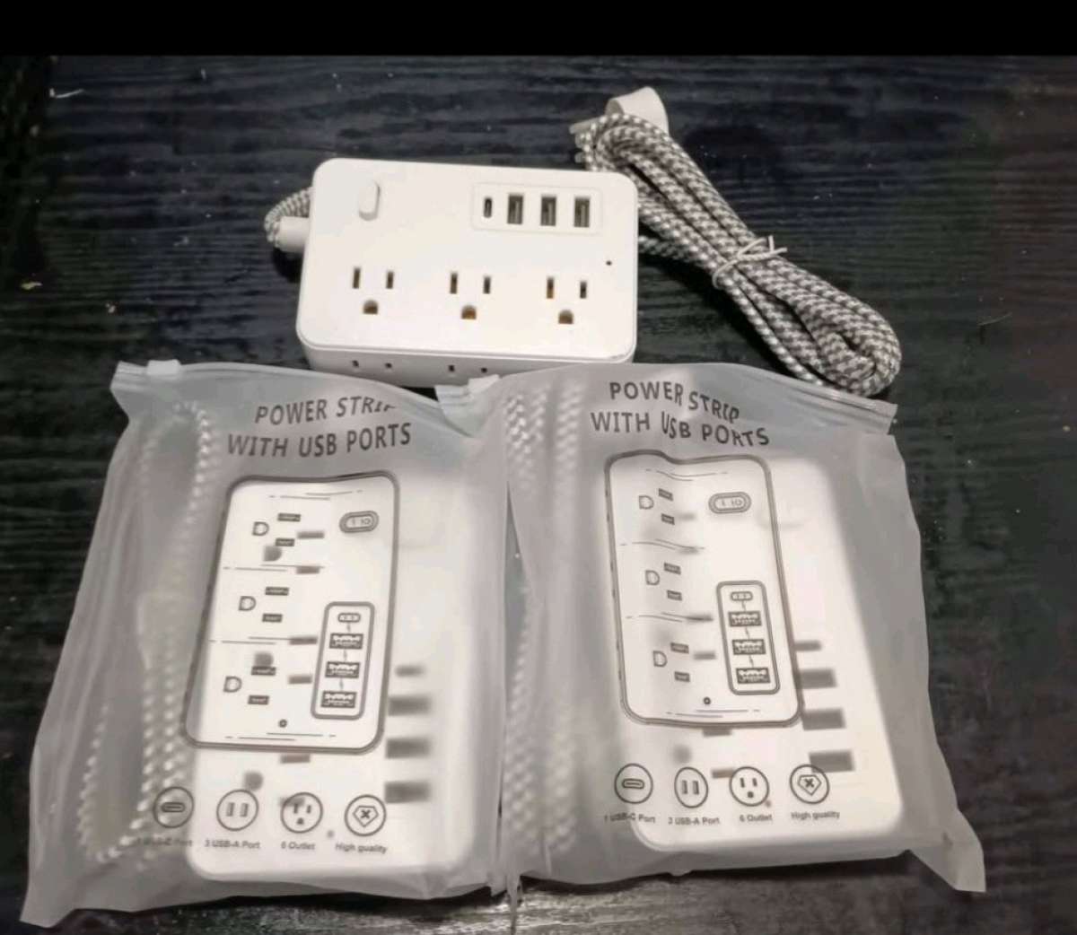 8FT POWER STRIP WITH USB PORTS