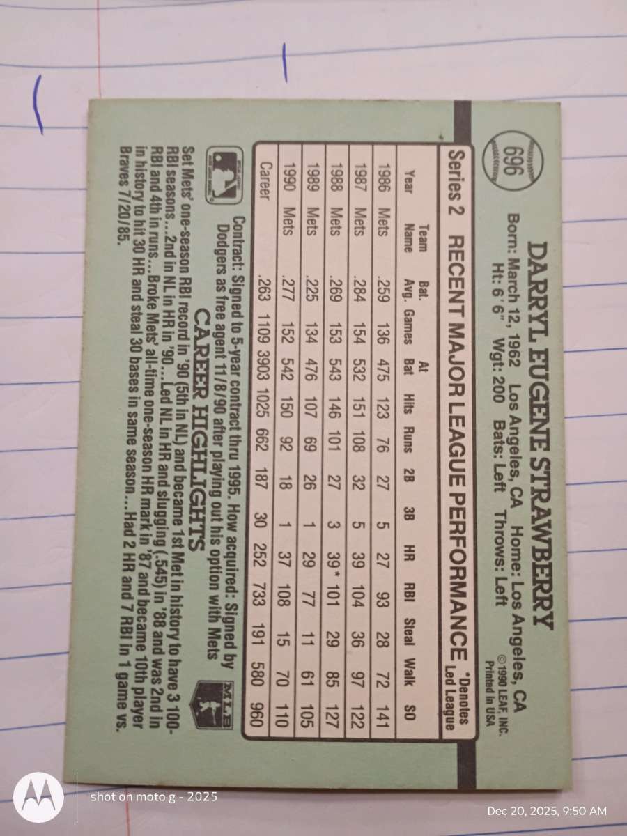 Darryl Strawberry card 696