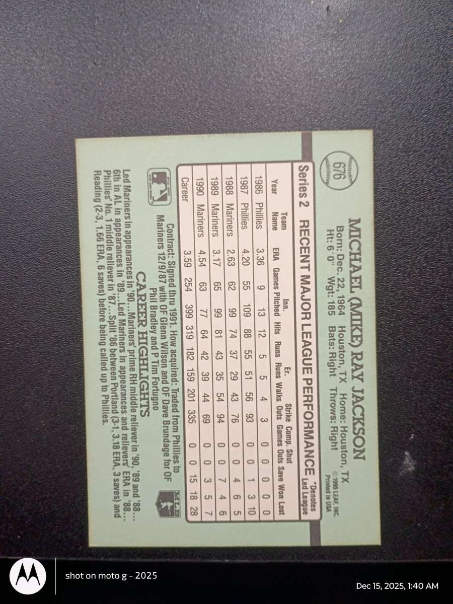 Mike Jackson Baseball Card