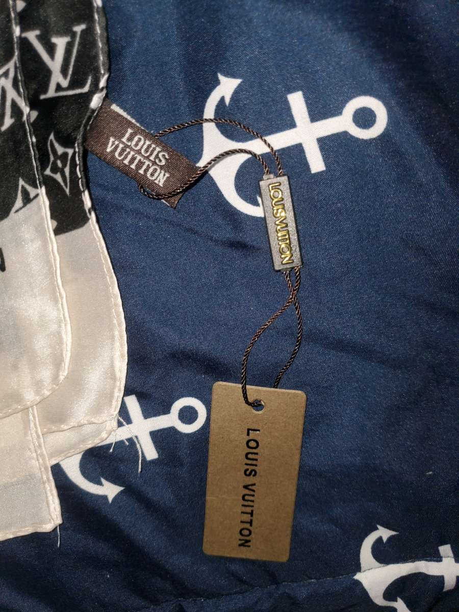 Louis Vuitton Black Anchor Monogram Silk Scarf
