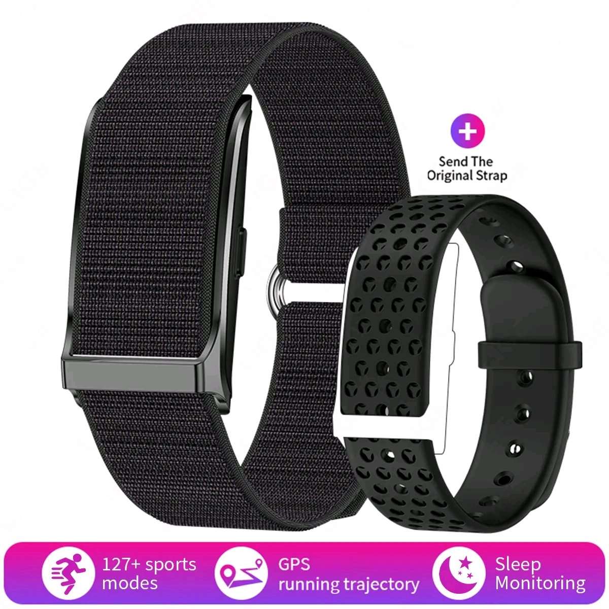 Screenless Fitness Tracker Wristband with Qtrack App