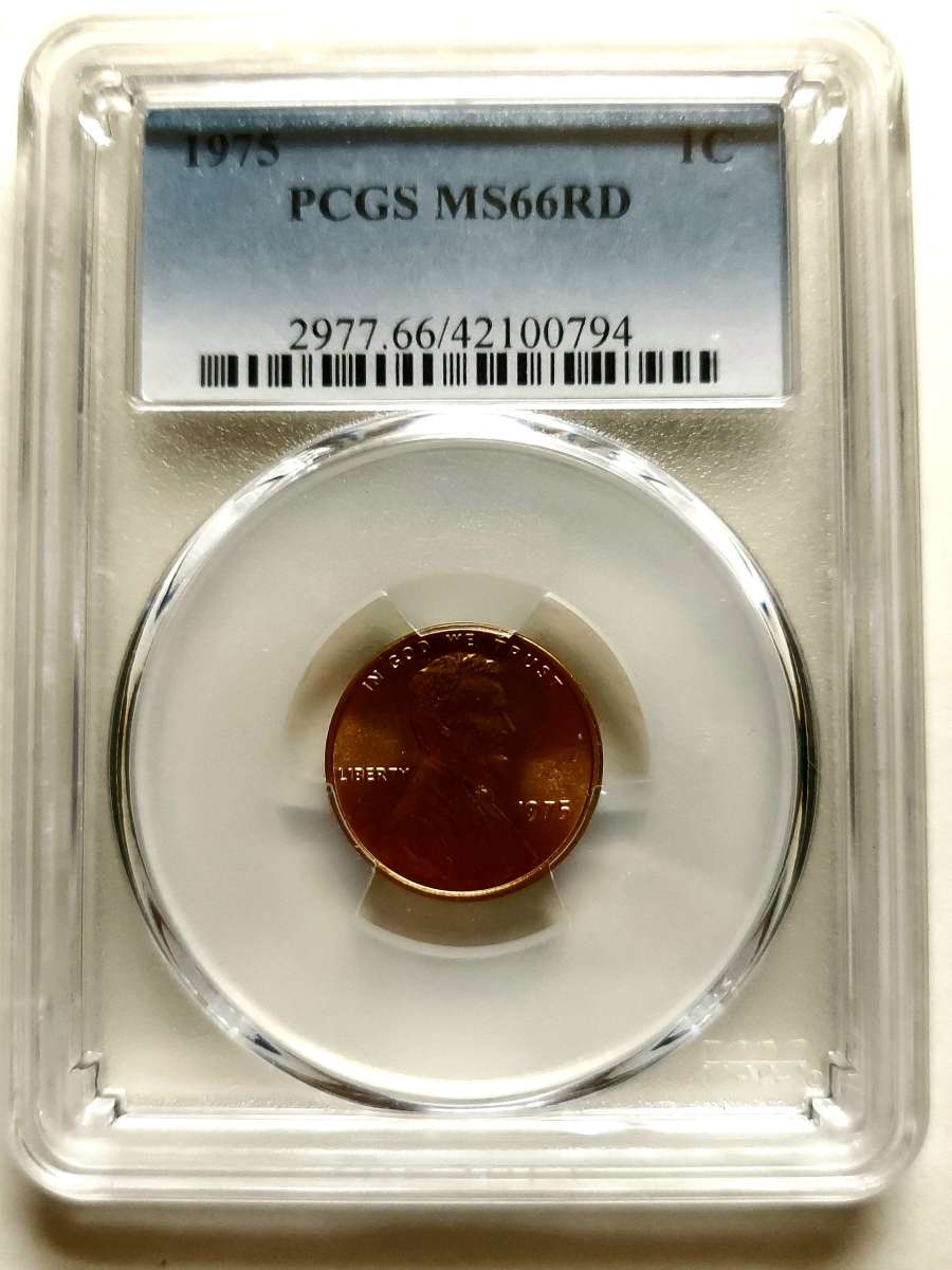 1975 PCGS MS66 RD LINCOLN PENNY
