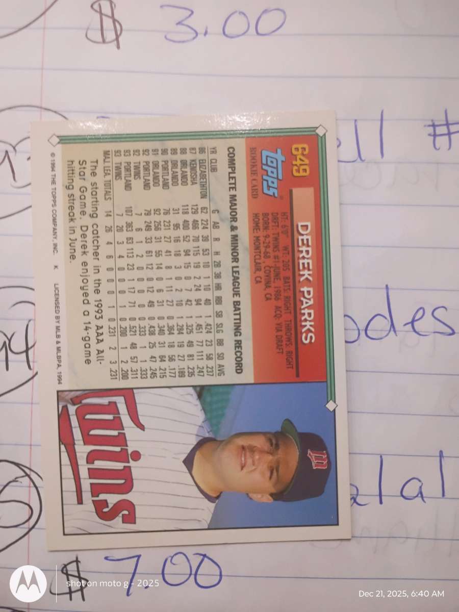 Derek Parks card 649