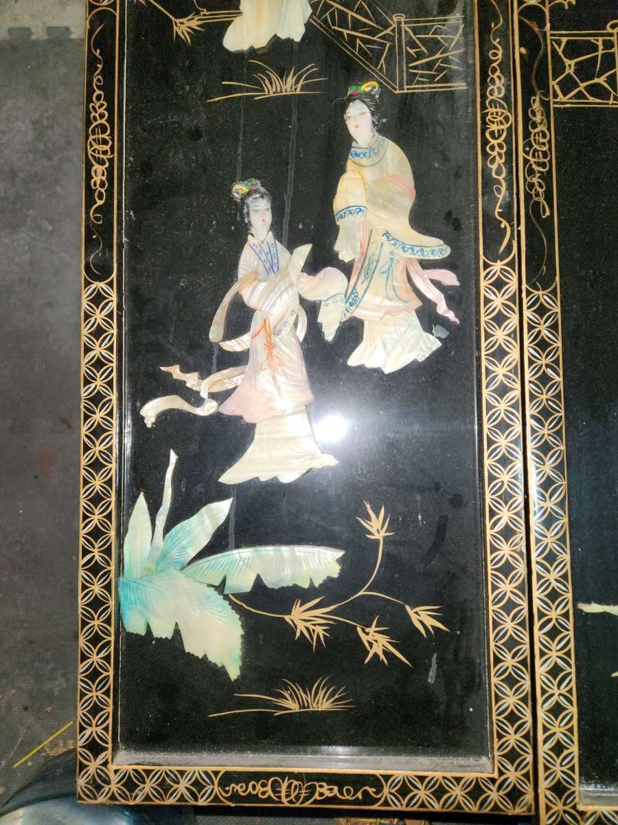 antique mother of pearl japanese art dividers 48 in wide 36H