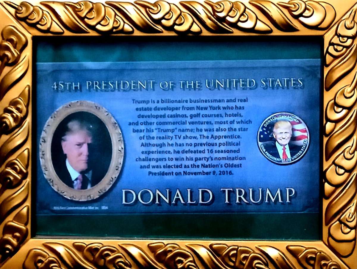 Framed President Donald Trump Legal Tender 50cent piece