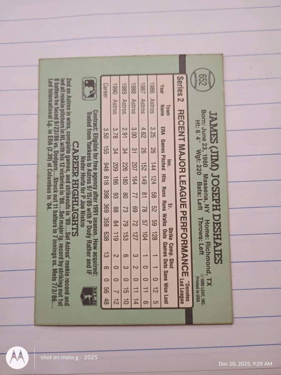 Jim Deshaies card  652