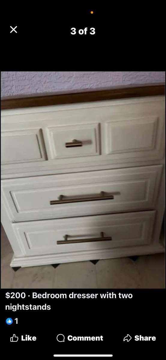 bedroom dresser and two nightstand