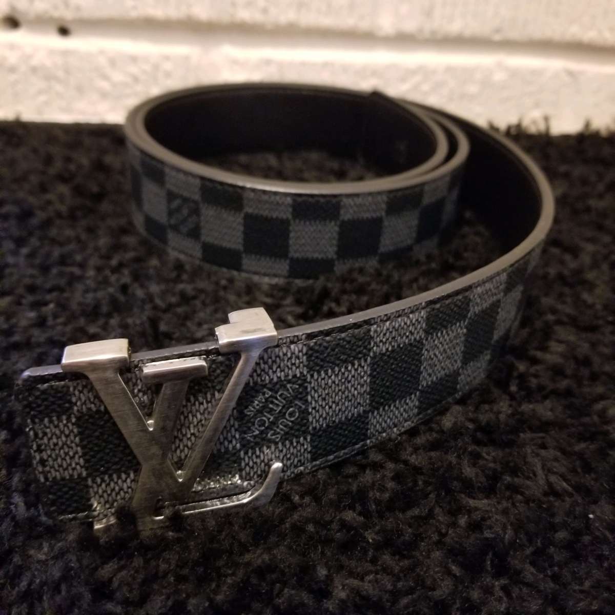 LV Designer Belt Black Checker