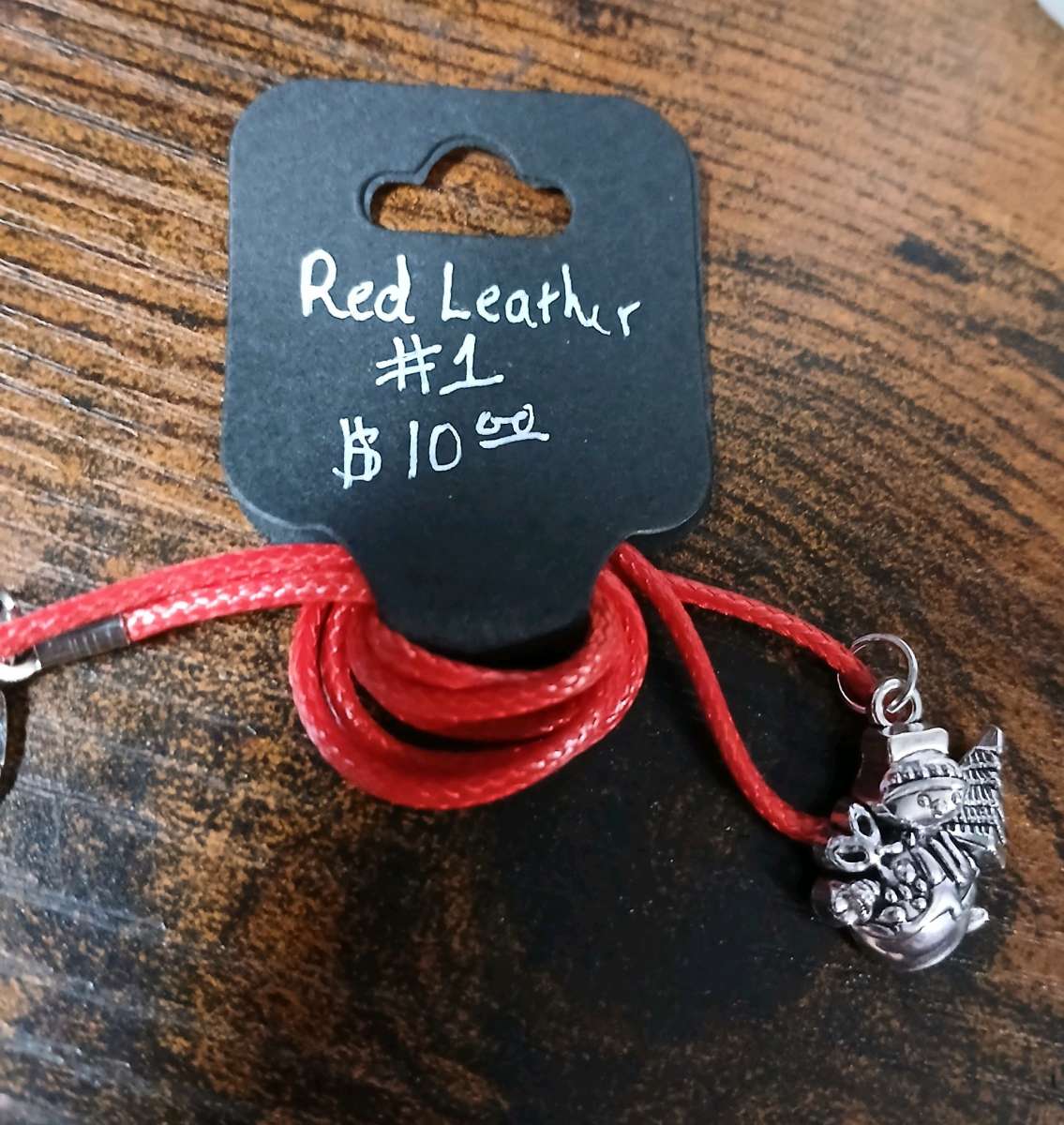Red Leather Christmas Necklace pt1