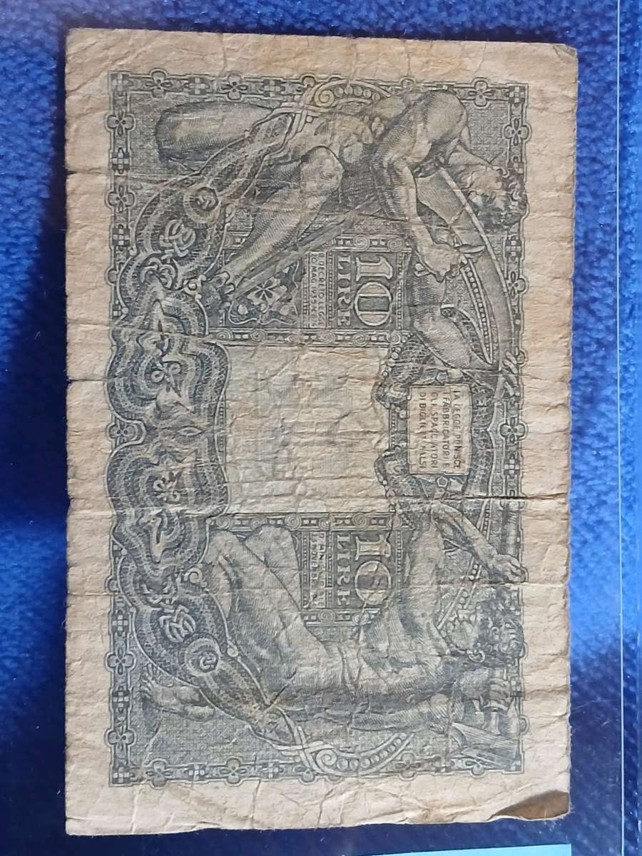 1944 10 Lire banknote from Italy