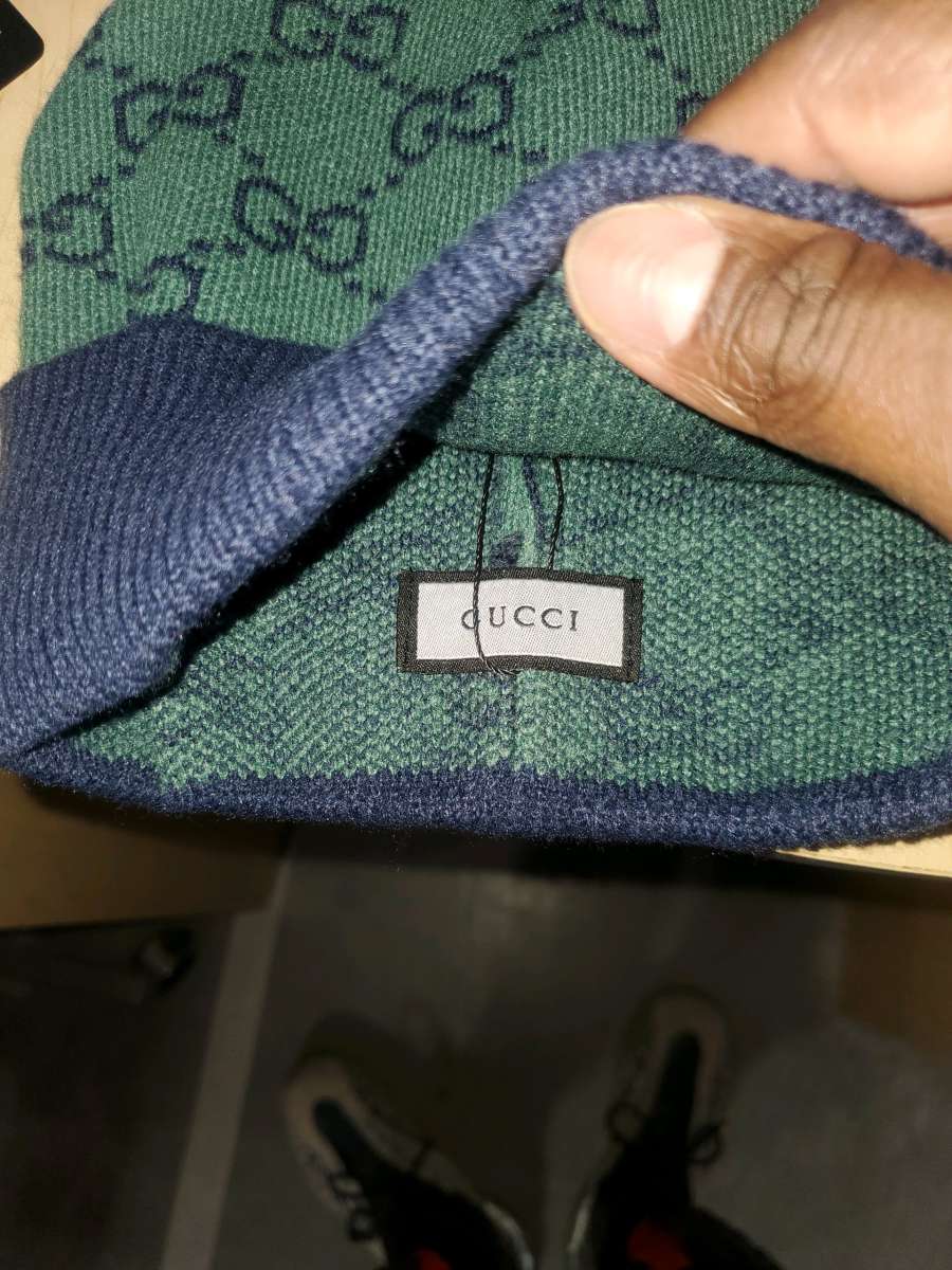 Gucci Navy and Forest Green Knit Hat