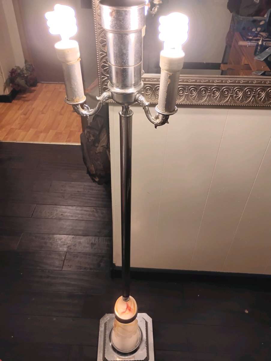 Art Deco chrome plated metal marble floor lamp 1930s