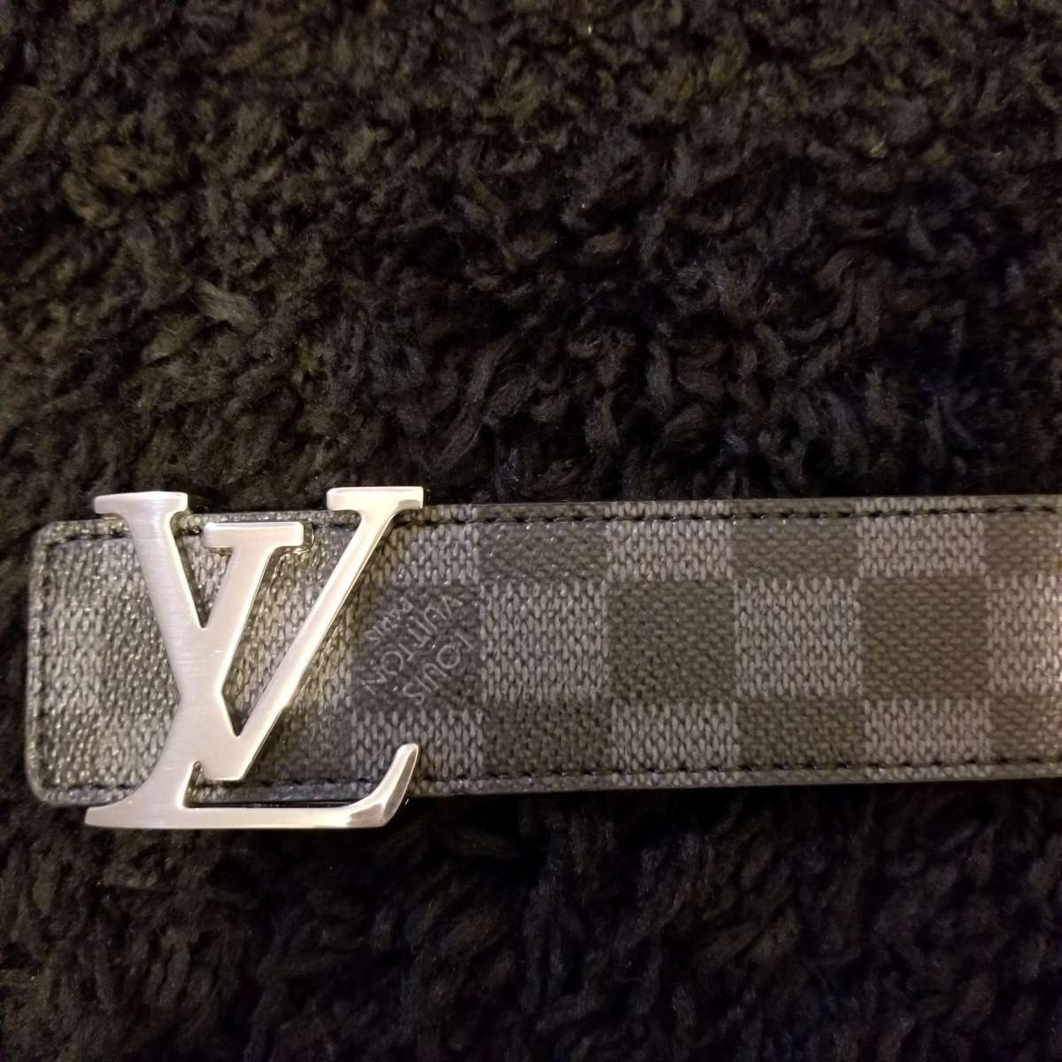 LV Designer Belt Black Checker