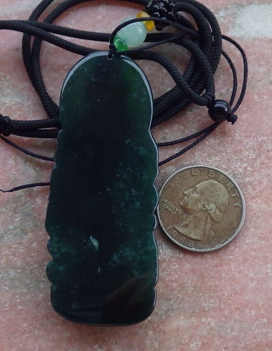 Certificate Jadeite Jade Black Green pendant Kwan Yin