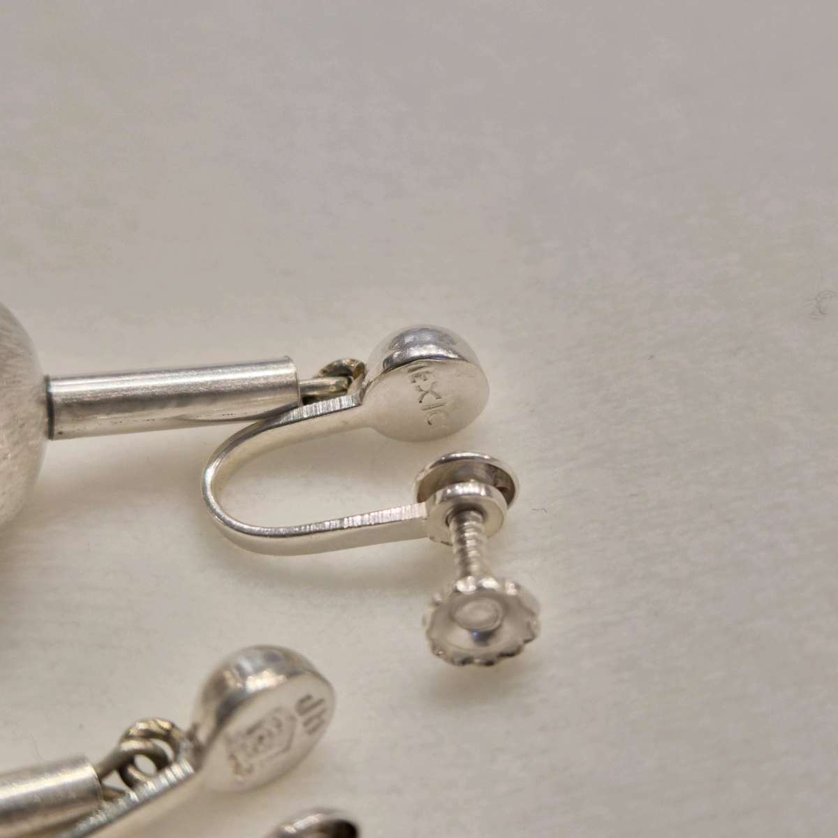 Sterling silver drop ball earrings