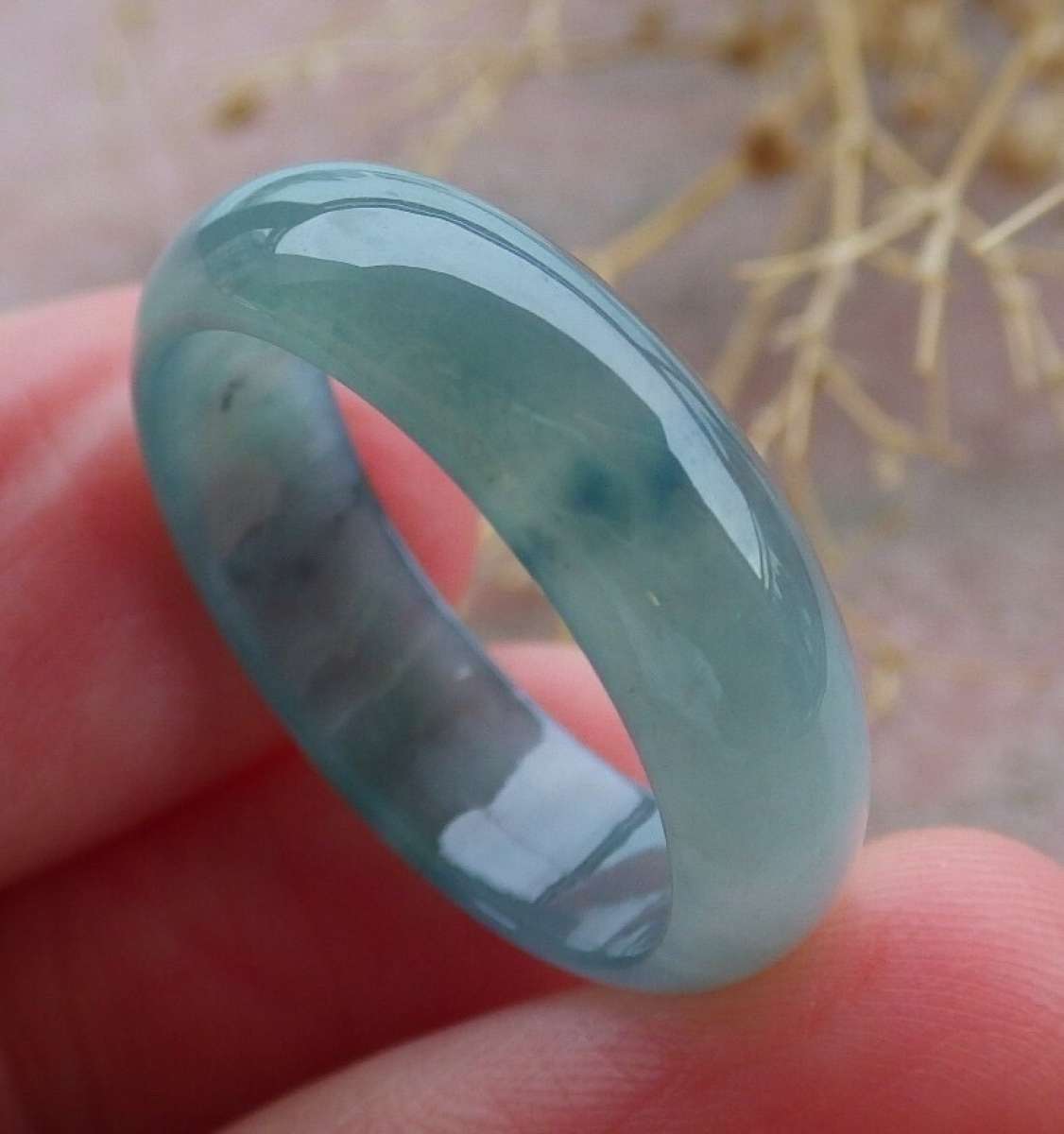Certificate Jadeite Jade Icy Green blue Burma Circle Ring s