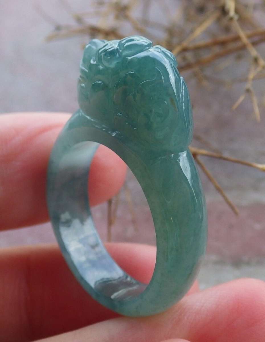 Certificate Jadeite jade  Burmese Dragon Ring size 9