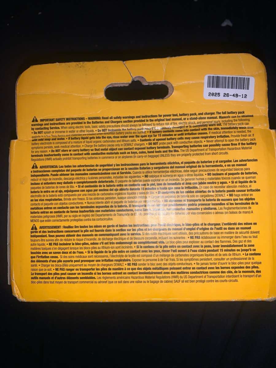 Dewalt DCB606 20V 60V Flex Volt 6AH Battery