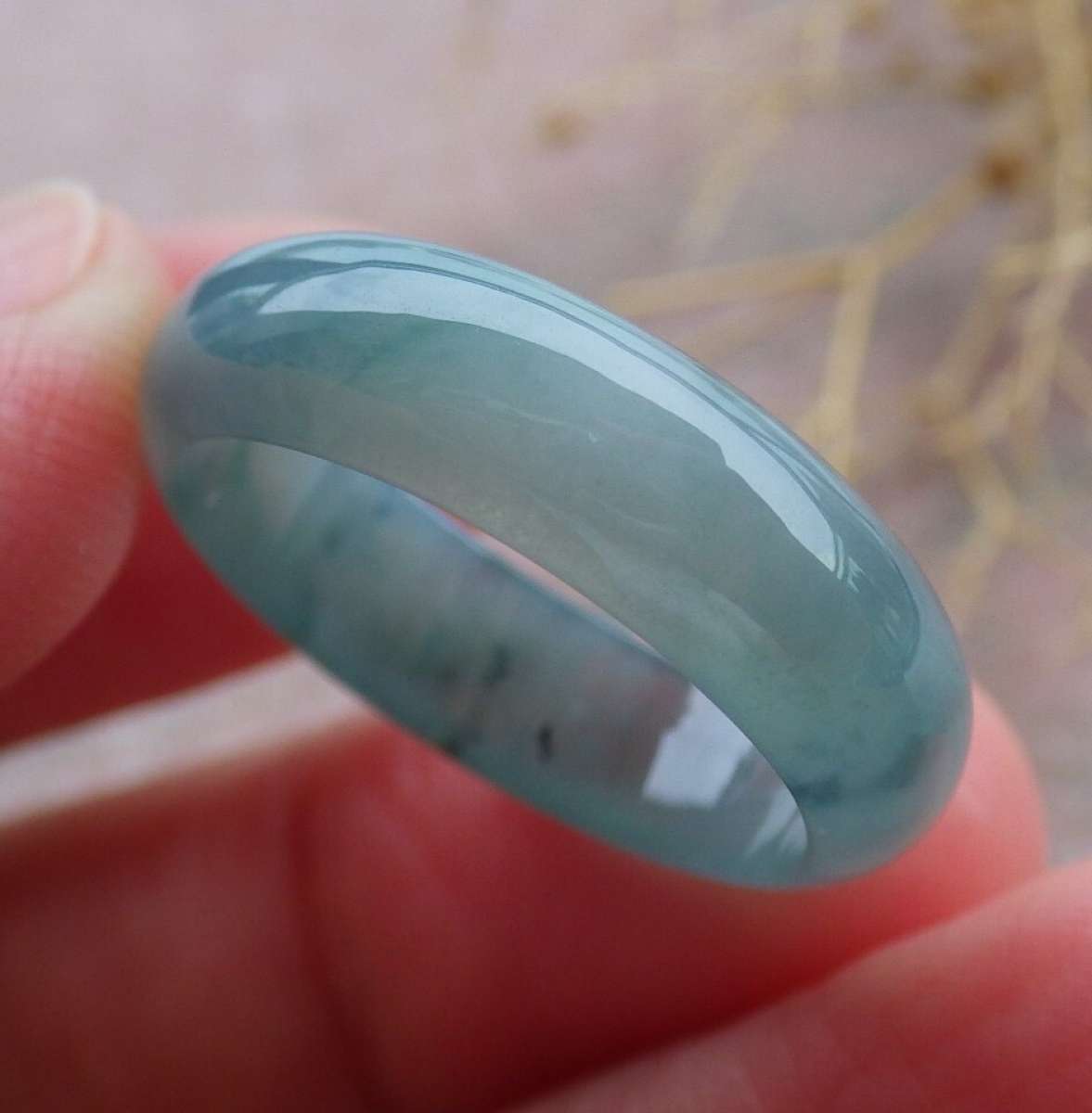 Certificate Jadeite Jade Icy Green blue Burma Circle Ring s