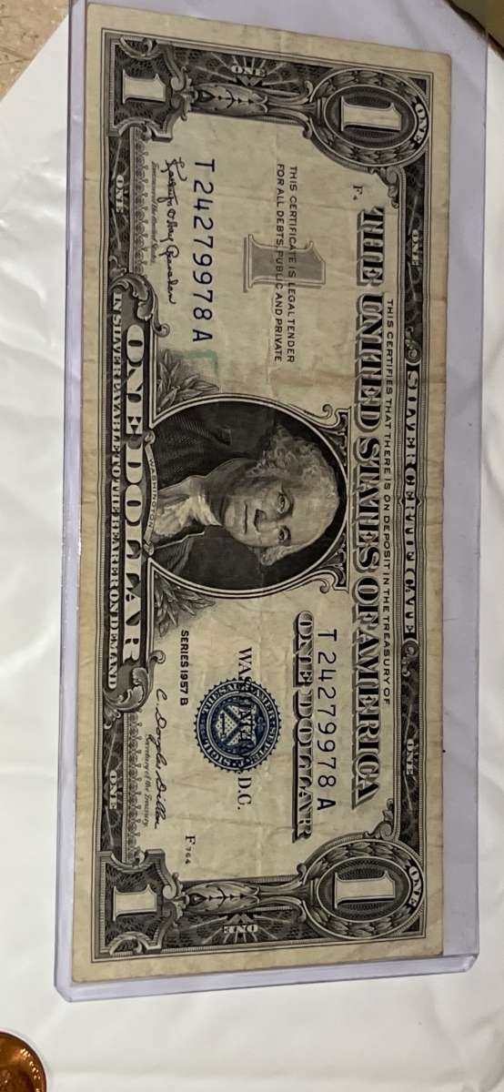 1957b silver note 1dollar bill