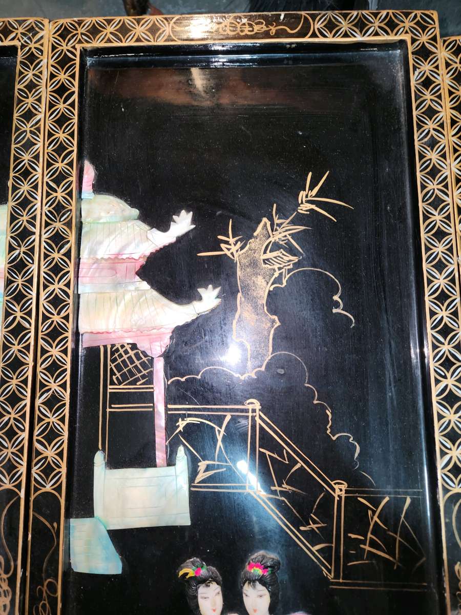 antique mother of pearl japanese art dividers 48 in wide 36H