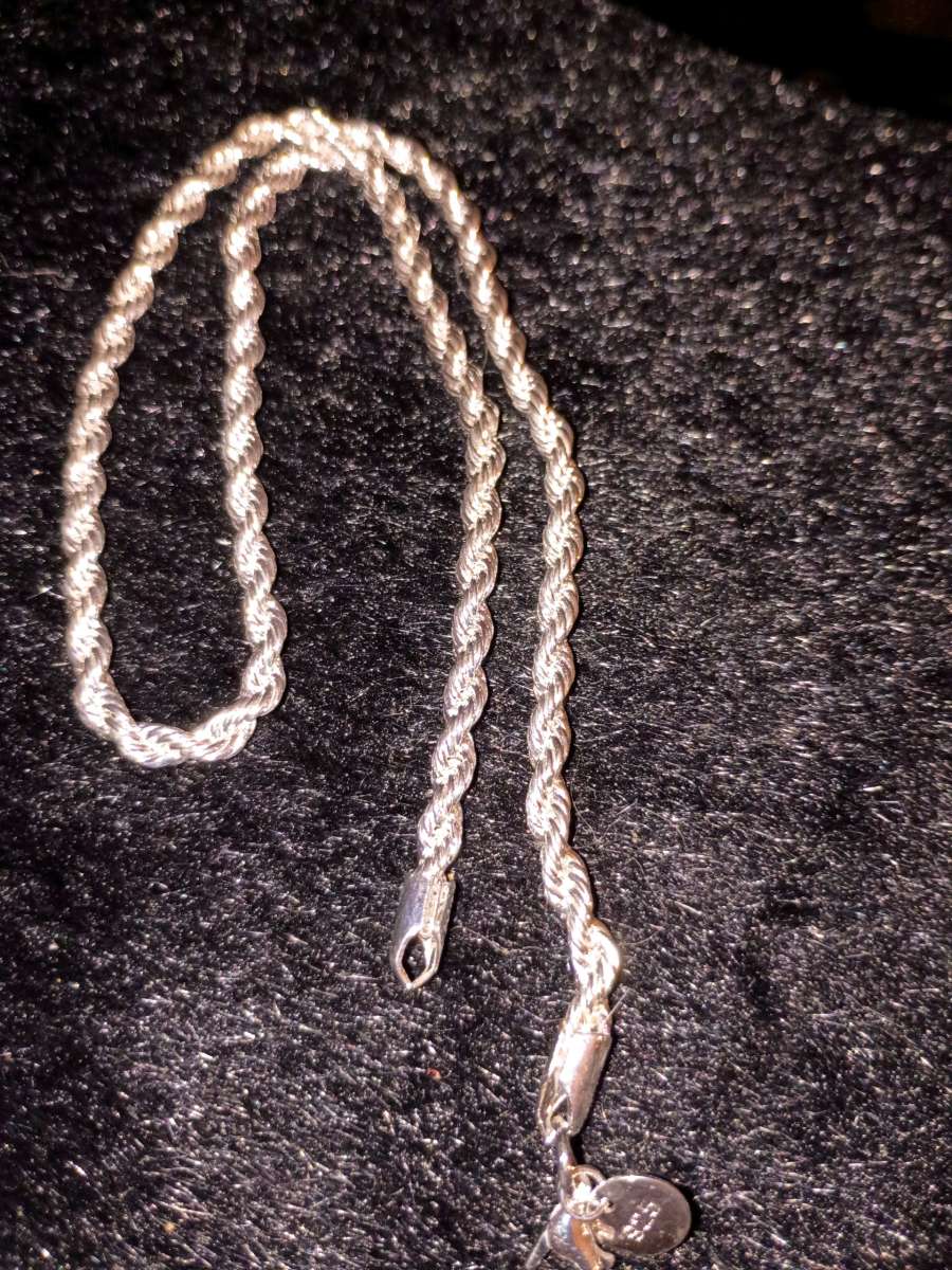 925 sterling silver twisted rope necklace
