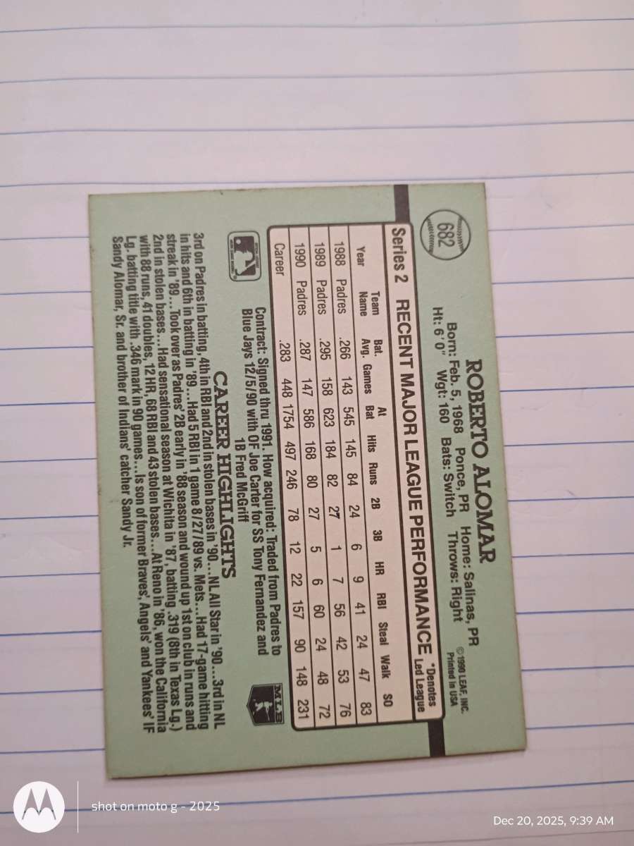 Roberto Alomar card 682