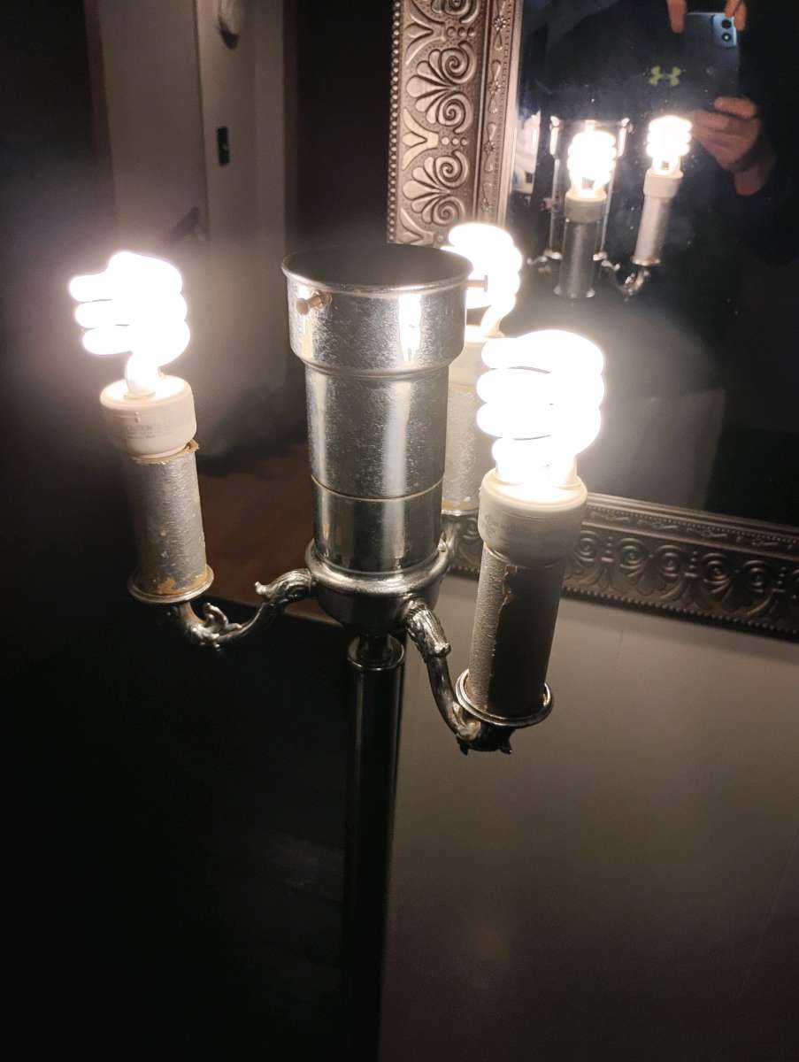 Art Deco chrome plated metal marble floor lamp 1930s