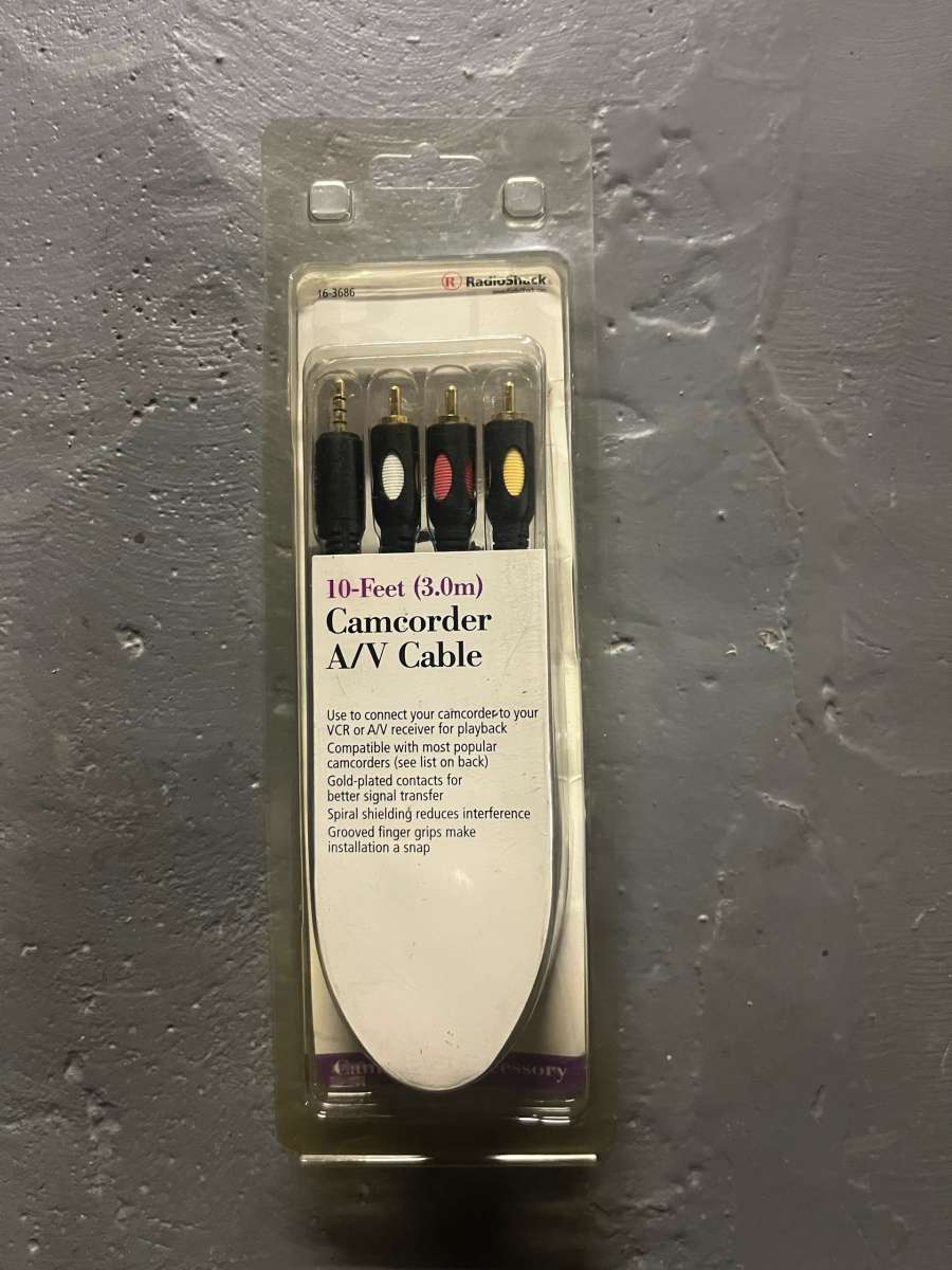 NEW RadioShack 10Feet Camcorder AV Cable Gold Plated 163686