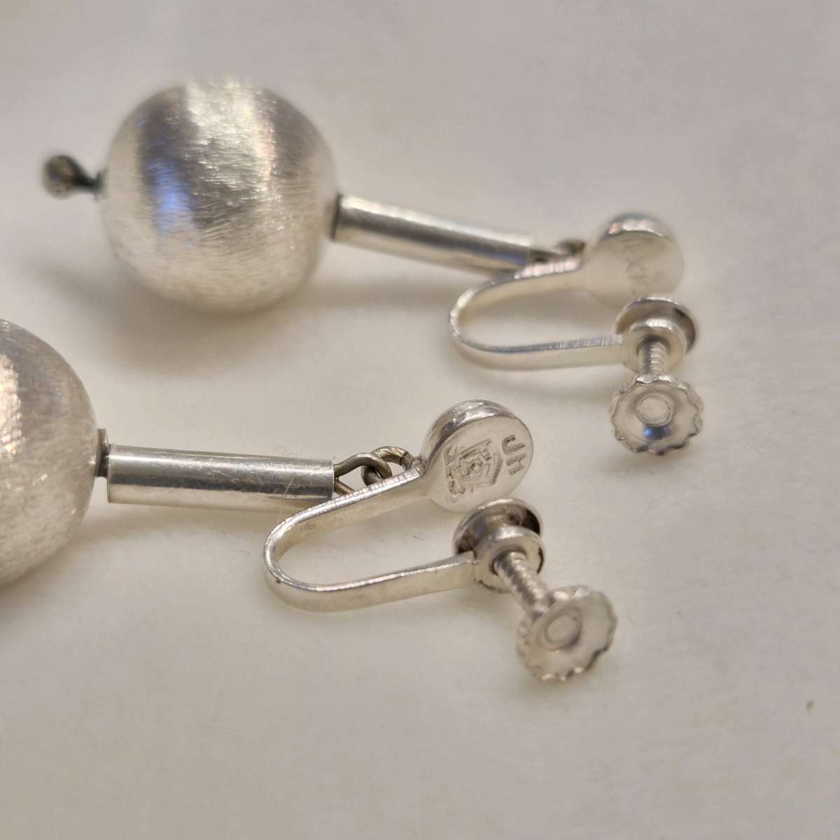 Sterling silver drop ball earrings
